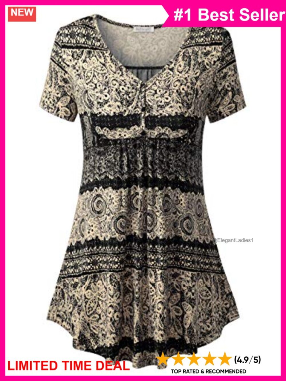 Womens V Neck Henley Tunic Short Sleeve Flowy Top for Leggings